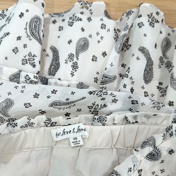 For Love & Lemons Paisley Mini Skirt in Sand Ruffle size XS - Picture 6 of 9